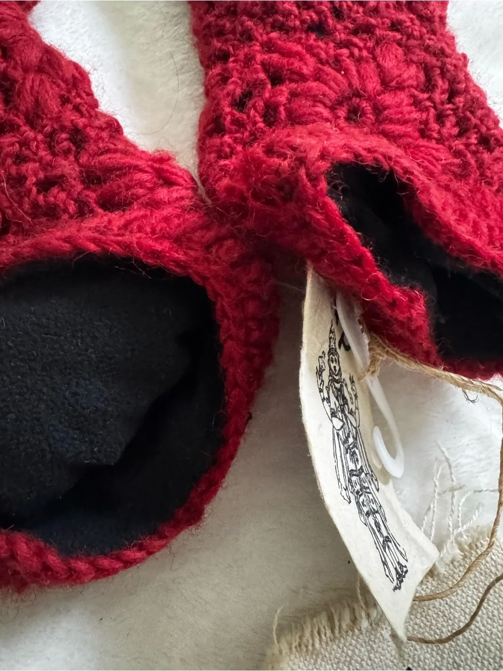 Nirvanna Designs Handmade Crochet Fleece Red Fingerless Glove Mitten women MT13F